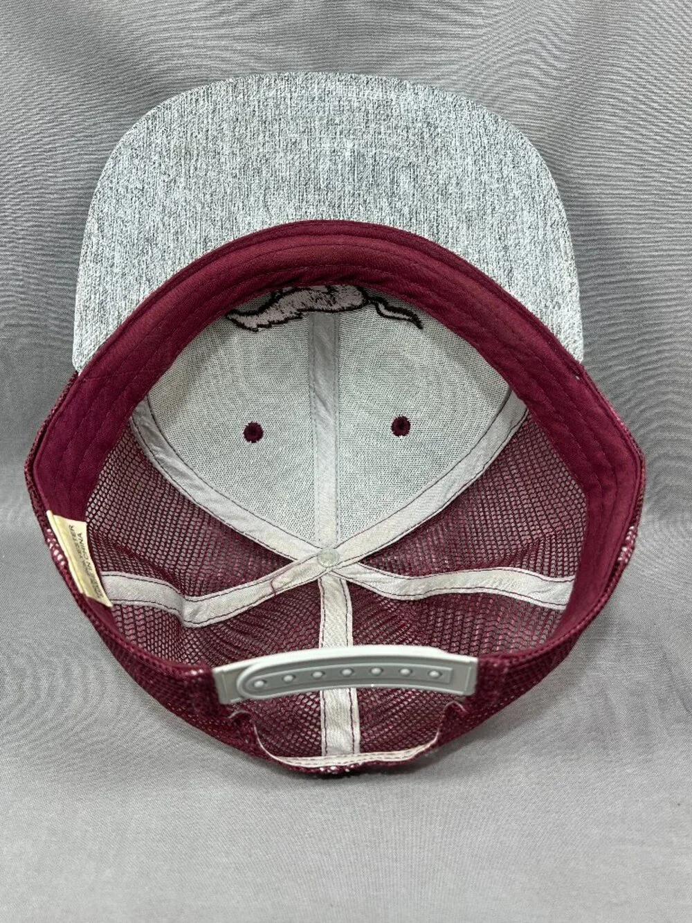 Ford Mustang Trucker Hat Snapback Gray Burgundy Horse Pony Motorsports Adult Cap